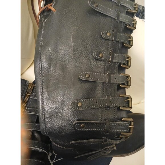 Freebird Rylan Over Knee High Buckle Strappy Navy Blue Real Leather Boots 9 - Picture 7 of 17